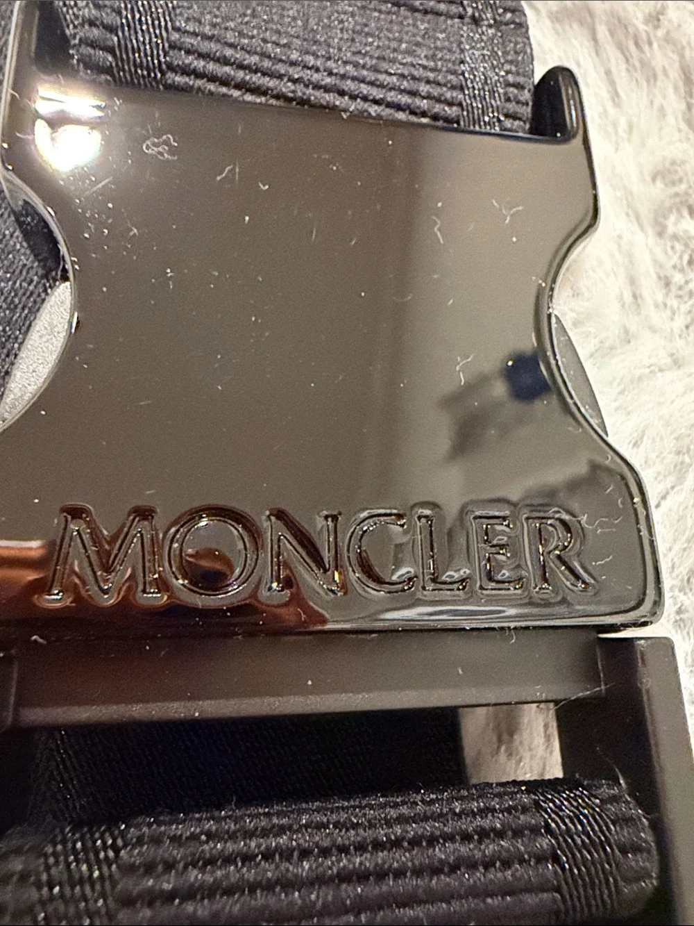 Moncler Black Web Stretch Belt with Quick-Release Buckle M